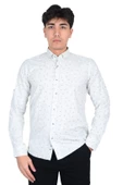 Cengiz İnler Standart Yaka Puantiye Dal Desen Slim Fit Erkek Pamuk Gömlek - 12