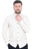 Cengiz İnler Standart Yaka Puantiye Dal Desen Slim Fit Erkek Pamuk Gömlek - 1