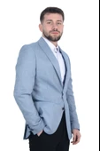 Cengiz İnler Kendinden Desenli Kırlangıç Yaka Çift Düğme Torba Cepli Slim Fit Erkek Ceket - 4