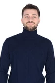 Cengiz İnler Tam Balıkçı Yaka Karo Desen Yünlü Erkek Triko Kazak - 6