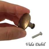 8 Adet Düz Düğme Antik Sarı Kulp Mobilya Çekmece Dolap Kapak Kulbu Metal Kulp Aksesuarları Vidalı - 2
