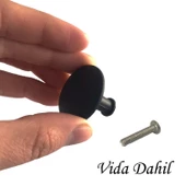 15 Adet Düz Düğme Siyah Kulp Mobilya Çekmece Dolap Kapak Kulbu Metal Kulp Aksesuarları Vidalı thumbnail 2