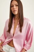 Fakir Kol Saten Gömlek Pembe thumbnail 1