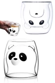 Sevimli Panda Çift Cidarlı Bardak Süt Çay Kahve Su Bardağı 250ml Isı Yalıtımlı Kupa Bardak Seti - 2