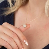 14 Ayar Altın Taşlı Kalp Kolye 2,2 gr thumbnail 2