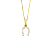 14 Ayar Altın Taşlı Nal Şans Kolye 1,55 gr thumbnail 1