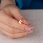 14 Ayar Taşlı Kar Tanesi Altın Küpe 1,30 gr - 4