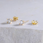 14 Ayar Tektaş Altın Küpe 1,08 gr - 1