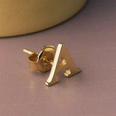 14 Ayar Altın A Harf Küpe 0,45 gr - 8