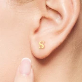 14 Ayar Altın S Harf Küpe 0,41 gr - 8