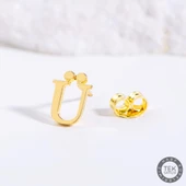14 Ayar Altın Ü Harf Küpe 0,48 gr - 1