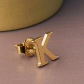 14 Ayar Altın K Harf Küpe 0,49 gr - 7