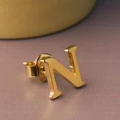 14 Ayar Altın N Harf Küpe 0,56 gr - 7