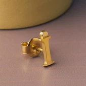 14 Ayar Altın İ Harf Küpe 0,37 gr - 8