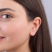 14 Ayar Altın L Harf Küpe 0,38 gr - 3