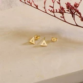 14 Ayar Altın Üçgen Sade Küpe 0,94 gr - 2