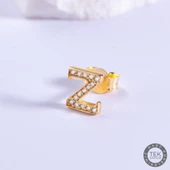 14 Ayar Altın Taşlı Z Harf Küpe 0,56 gr thumbnail 1