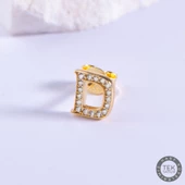 14 Ayar Altın Taşlı D Harf Küpe 0,58 gr - 1