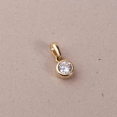 14 Ayar Altın Tek Taş Kolye Ucu 0,69 gr thumbnail 2