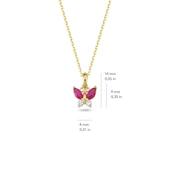 14 Ayar Altın Yakut Taşlı Kelebek Kolye 2.04 gr - 2