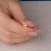 14 Ayar Altın Papatya Küpe 0,89 gr - 3