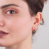 14 Ayar Taşlı Halka Altın Küpe 1,82 gr - 2