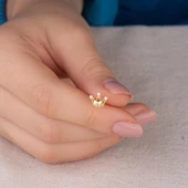 14 Ayar Altın Taşlı Taç Küpe 0,90 gr - 4