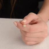 14 Ayar Altın Taşlı Kilit Küpe 1,53 gr - 4