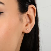 14 Ayar Altın Üç Taşlı Küpe 0,55 gr - 2