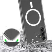 Galaxy S24 Plus Kılıf Magsafe Şarj Özellikli Şeffaf Sert PC Embos Kılıf thumbnail 6