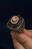 Ayyıldız Desenli 925 Gümüş Erkek Yüzük - 3