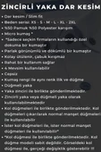 Siyah Düğmeli Yaka ve Zincirli Uzun Kol Dar Kesim Micro Kumaş Kol Düğmeli Slim Fit Erkek Gömlek - 198-6 - 4