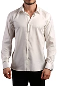 Krem 8 Drop Ekstra Uzun Kol Dar Kesim Micro Kumaş Kol Düğmeli Slim Fit Erkek Gömlek - 197-10 thumbnail 1