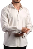 Krem 8 Drop Ekstra Uzun Kol Dar Kesim Micro Kumaş Kol Düğmeli Slim Fit Erkek Gömlek - 197-10 thumbnail 2