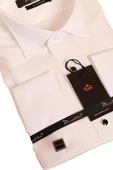 Krem Ekstra Uzun Kol 8 Drop Damatlık Ata Yaka Kol Düğmeli Slim Fit Smokin Gömlek - 014 - 2