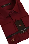 Bordo Rahat Kesim Micro Kumaş Kol Düğmeli Regular Fit Erkek Gömlek - 190-13 - 2