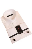 Krem Rahat Kesim Micro Kumaş Kol Düğmeli Regular Fit Erkek Gömlek - 190-10 thumbnail 1