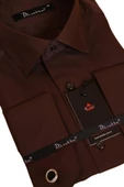 Kahverengi Rahat Kesim Micro Kumaş Kol Düğmeli Regular Fit Erkek Gömlek - 190-11 thumbnail 2