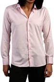 Pembe Dar Kesim Micro Kumaş Kol Düğmeli Slim Fit Erkek Gömlek - 201-2 thumbnail 2