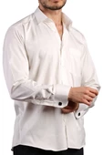 Krem Rahat Kesim Micro Kumaş Kol Düğmeli Regular Fit Erkek Gömlek - 190-10 - 1