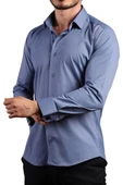 İndigo Ekstra Dar Kesim Likralı Esnek Micro Kumaş Kol Düğmeli Slim Fit Erkek Gömlek - 195-5 - 3