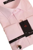 Pembe Dar Kesim Micro Kumaş Kol Düğmeli Slim Fit Erkek Gömlek - 201-2 thumbnail 2