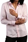 Pembe Dar Kesim Micro Kumaş Kol Düğmeli Slim Fit Erkek Gömlek - 201-2 thumbnail 1