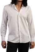 Krem Dar Kesim Micro Kumaş Kol Düğmeli Slim Fit Erkek Gömlek - 201-10 thumbnail 2
