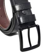 Siyah Suni Deri Çift Dikişli Model 4 cm.lik Spor Kemer - 7000-11-22K thumbnail 4