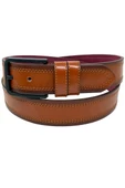Taba Suni Deri Çift Dikişli Model 4 cm.lik Spor Kemer - 9023-111-22RL - 2