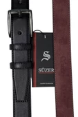 Siyah Çocuk Boy Suni Deri Dikişli Model 3 cm.lik Garson Klasik Kemer - G1-22K thumbnail 6