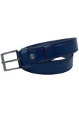 Lacivert Hakiki Deri Dikişli 3.5 cm.lik Klasik Erkek Kemer - 305-28 thumbnail 4