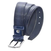 Lacivert Rugan Suni Deri Desenli 3.5 cm.lik Klasik Kemer - 8005-80 thumbnail 2