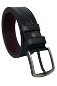 Siyah Suni Deri Dikişli Ortası Desenli Model 4.5 cm.lik Spor Kot Kemer - 4500-66-22KS - 5